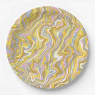 Assiettes En Carton Hippie les années 70 Marbre Vert Liquide Swirl Boh
