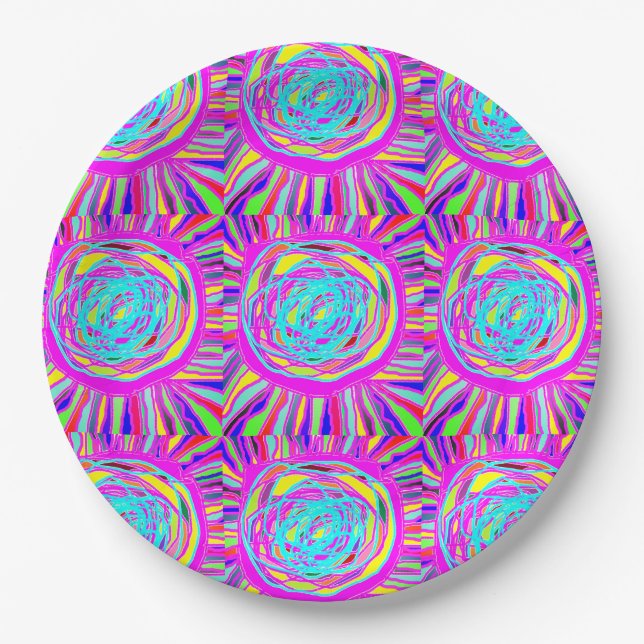 Assiettes En Carton Hippie Retro chill art de base (Devant)