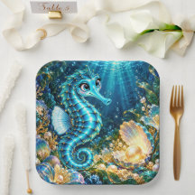 Hippocampe Turquoise Magique & Perle Dorée Sous-Ma
