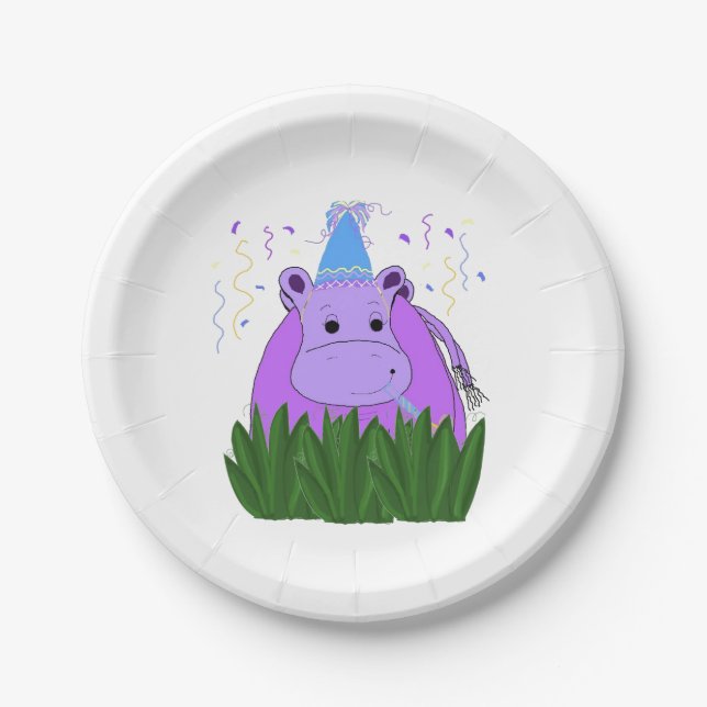 Assiettes En Carton Hippopotame dans l'herbe (Devant)
