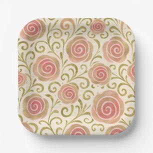 Assiettes En Carton Histoire de conte de fées rose et or Roses de prin