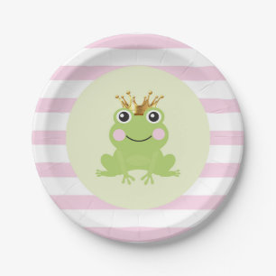 Assiettes En Carton Histoire rose conte de fées grenouille prince Baby