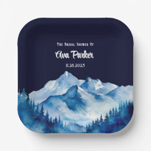 Assiettes En Carton Hiver Blue White Snowy Mountains Fête des mariées