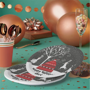 Assiettes En Carton Hiver Bunny Hoppy Vacances Plaque en papier