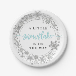 Assiettes En Carton Hiver Flocon de neige Baby shower Plaques de papie