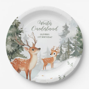Assiettes En Carton Hiver Forêt de l'Onederland Animaux Premier annive