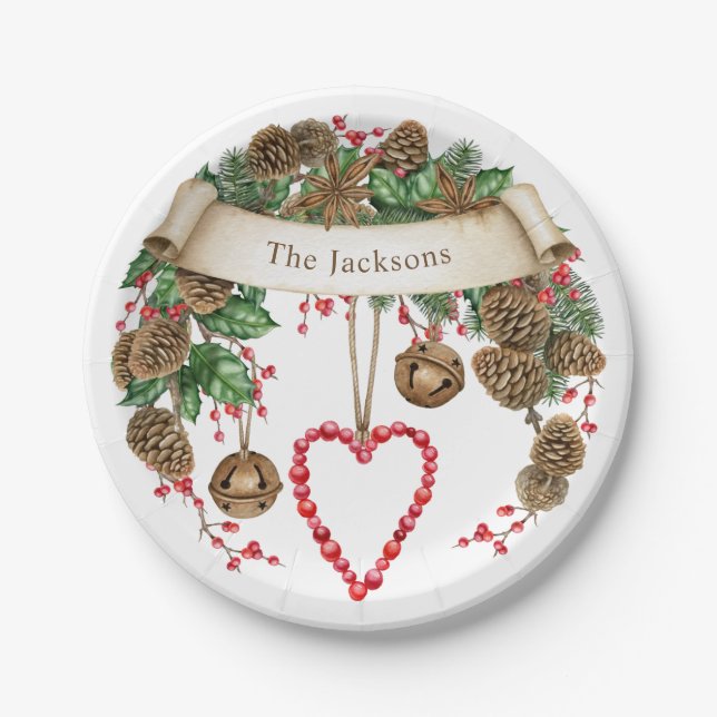Assiettes En Carton Hiver Joyeux Noël Plaque papier (Devant)