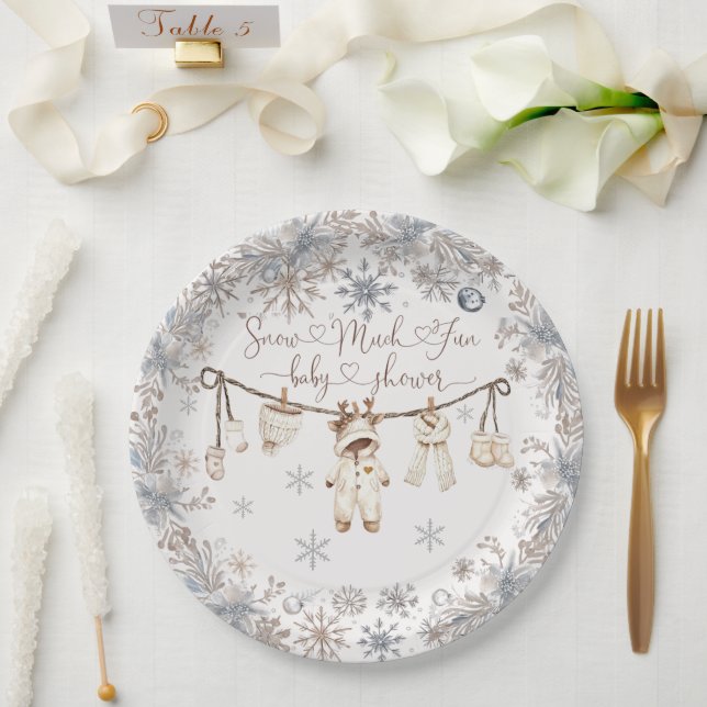 Assiettes En Carton Hiver neige beaucoup Baby shower amusant (Mariage)