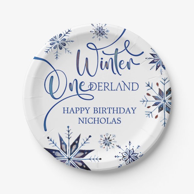 Assiettes En Carton Hiver Onederland 1er anniversaire (Devant)