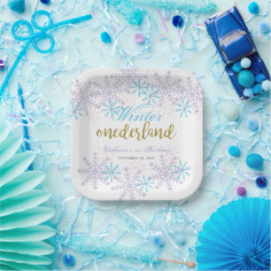 Assiettes En Carton Hiver Onederland 1er anniversaire Lavande Bleue Ne