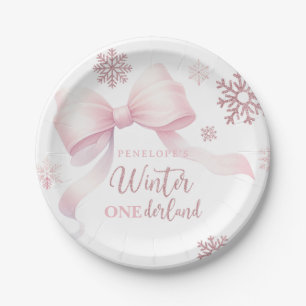 Assiettes En Carton Hiver Onederland Fille Arc-en-ciel Rose 1er Annive