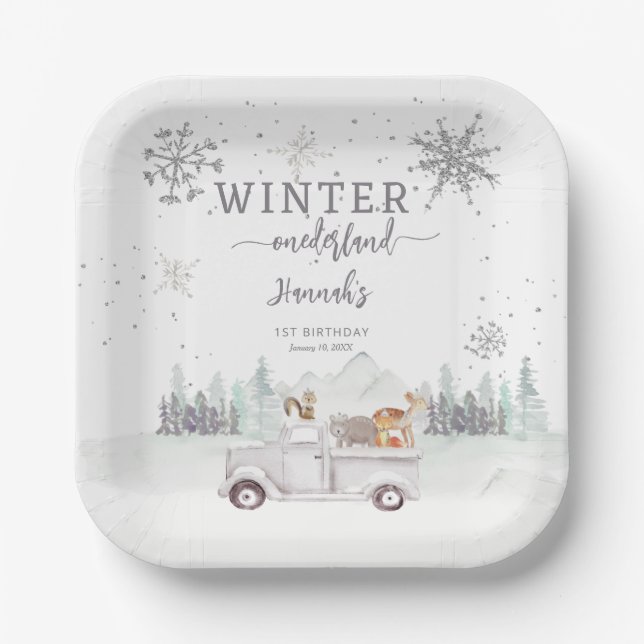 Assiettes En Carton Hiver Onederland Premier anniversaire (Recto)