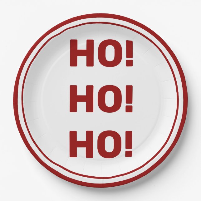 Assiettes En Carton Ho Ho HO ! Noël blanc (Devant)