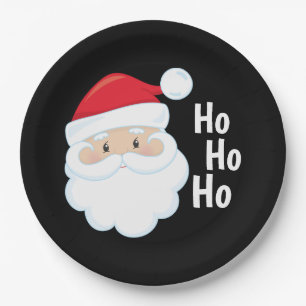 Assiettes En Carton Ho Ho Ho Père Noël Face Noël Fêtes Rouge Blanc
