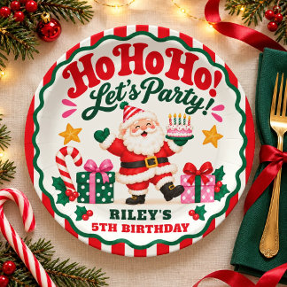 Assiettes En Carton Ho Ho Ho Santa Noël Anniversaire Rayures Rouges