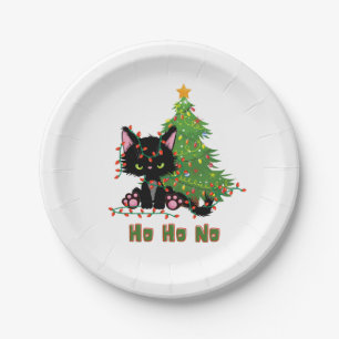 Assiettes En Carton HO NO Christmas Cat