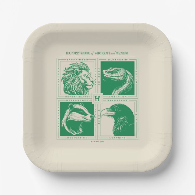 Assiettes En Carton HOGWARTS™ Grille d'animaux de maison (Recto)