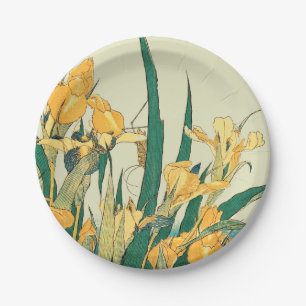 Assiettes En Carton Hokusai Sauterelle Iris Impression Vintage : Japon