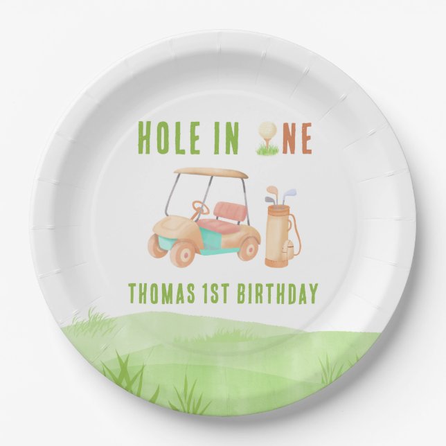 Assiettes En Carton Hole In One First Birthday Party (Devant)