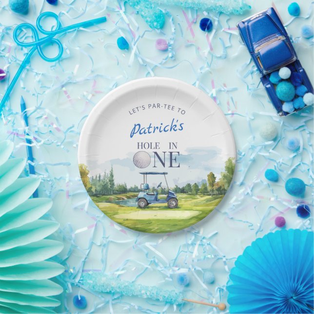 Assiettes En Carton Hole In One Golf 1st Birthday  (Fête)