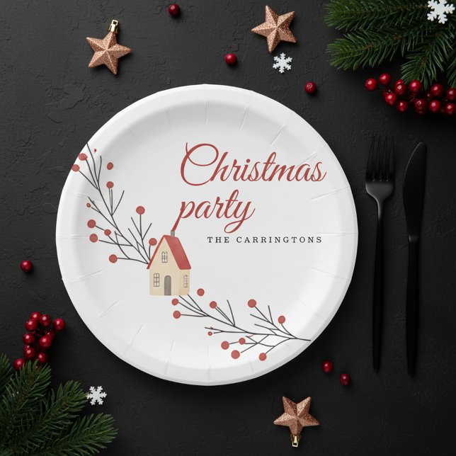 Assiettes En Carton Holiday Berry Branch Christmas (party plates)