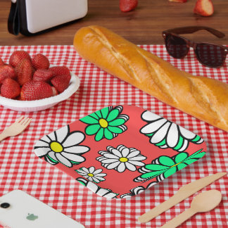 Assiettes En Carton Holiday Bloom: Festive Red & Green Paper Plates