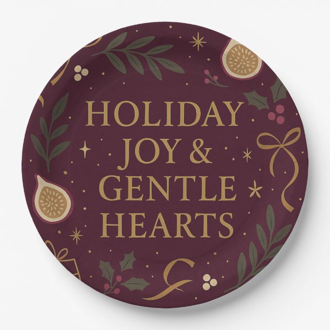 Assiettes En Carton Holiday Joy Paper Plate (Devant)