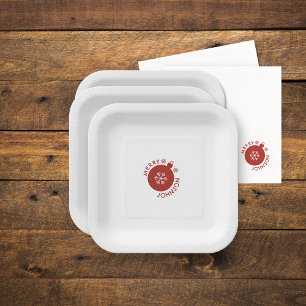 Assiettes En Carton Holiday Snowflake Ajouter Votre Nom Texte