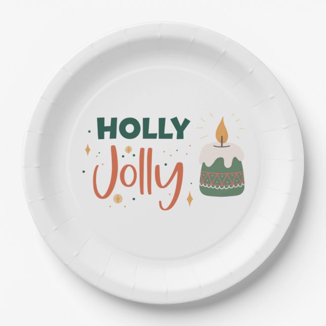 Assiettes En Carton Holly Jolly Candle (Devant)
