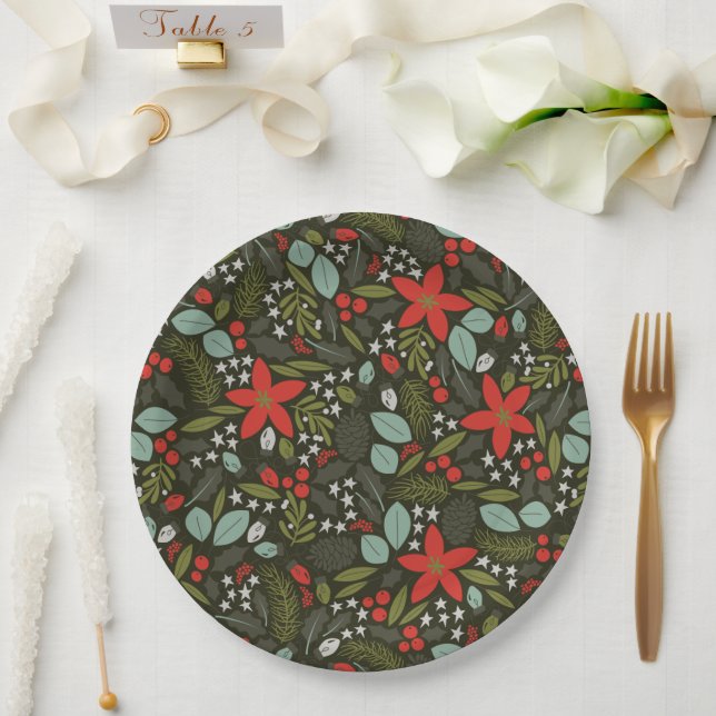 Assiettes En Carton Holly Jolly Motif d'hiver (Mariage)