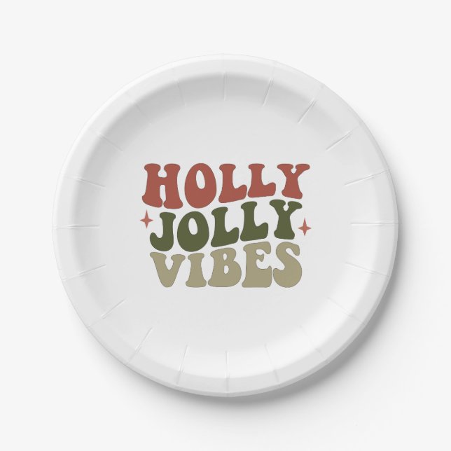 Assiettes En Carton Holly Jolly Vibes Retro 1960 Noël (Devant)
