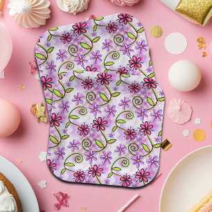 Assiettes En Carton Holographique Arc-en-ciel - Collage floral