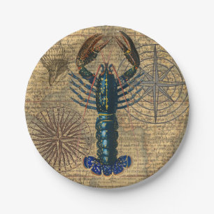 Assiettes En Carton Homard Coquillages Fruits de mer Maine Classique O