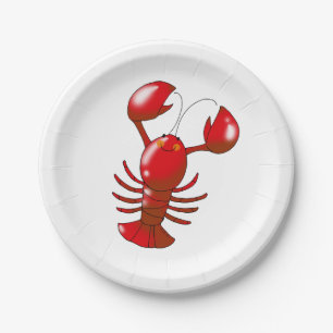 Assiettes En Carton homard de rouge de bande dessinée