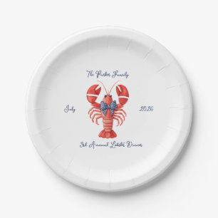 Assiettes En Carton Homard d'été avec nœud, 4 juillet, Mariage côtier