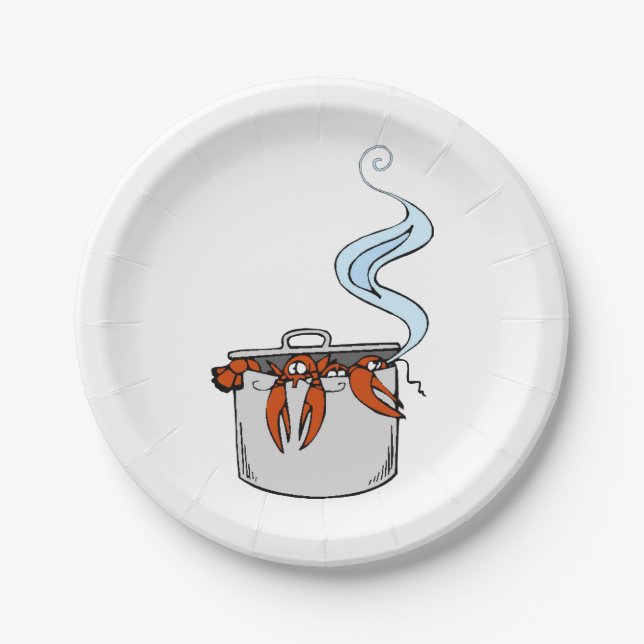 Assiettes En Carton Homard drôle dans un pot (Devant)