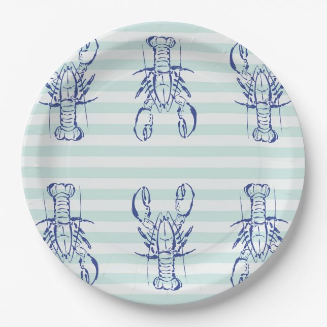 Assiettes En Carton Homards bleus (Devant)