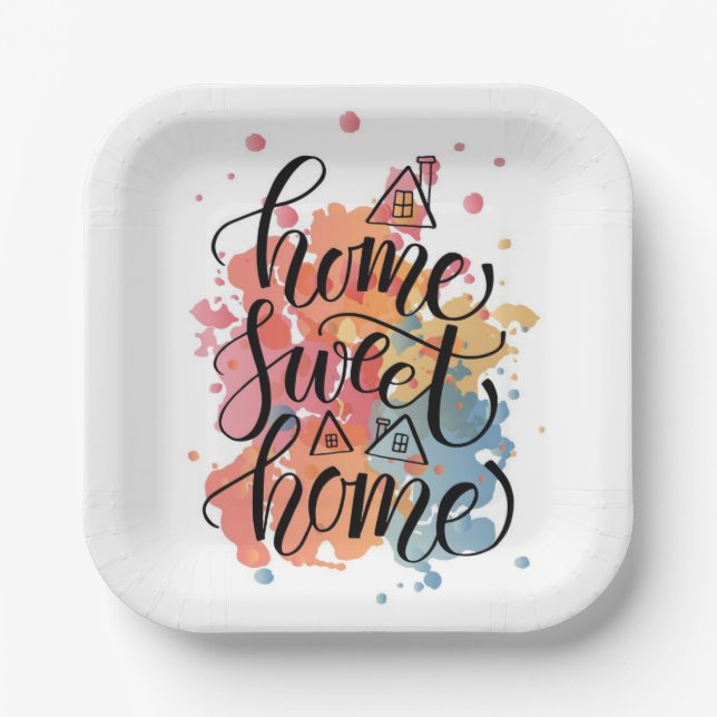 Assiettes En Carton Home Sweet Home Plaque (Recto)