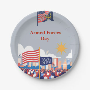 Assiettes En Carton "Hommage à nos héros : Fête de la Fête des Forces 