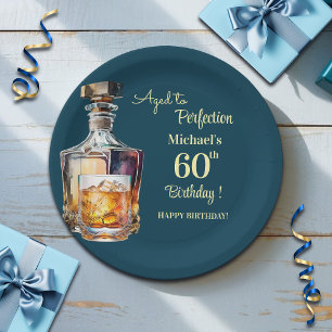 Assiettes En Carton Homme âgé à la perfection 60 ans Whiskey Anniversa