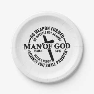 Assiettes En Carton Homme de Dieu, Aucune Arme Formée Contre Moi Sera