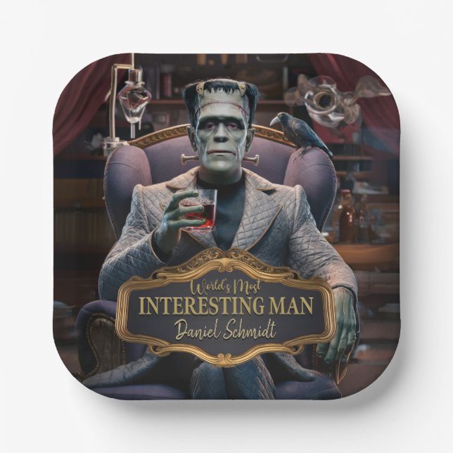 Assiettes En Carton Homme le plus intéressant du monde, personnalisé (Recto)