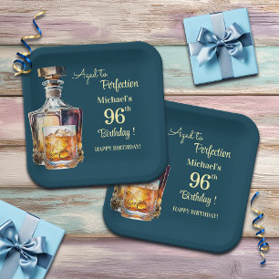 Assiettes En Carton Hommes âgés à la perfection 96 ans Whiskey Anniver