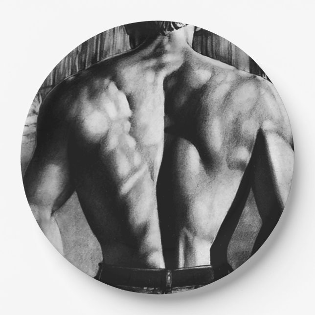 Assiettes En Carton Hommes Art Cool Dessin Corps Masculin Musculation  (Devant)