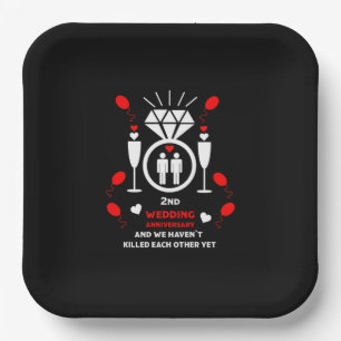 Assiettes En Carton Hommes homosexuels 2e anniversaire de Mariage