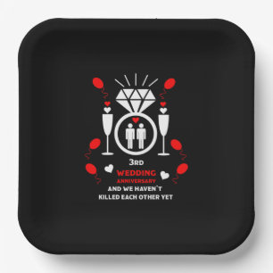 Assiettes En Carton Hommes homosexuels 3e anniversaire de Mariage