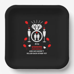 Assiettes En Carton Hommes homosexuels 4e anniversaire de Mariage
