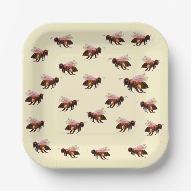 Assiettes En Carton Honey Bee Flying (Recto)