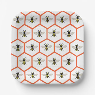Assiettes En Carton Honey Bee Honeycomb Baby shower Bee Premier annive