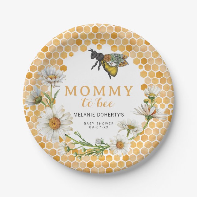 Assiettes En Carton Honey Bee Mommy to Bee Plaques de papier Baby show (Devant)